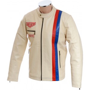 SALE - Cream Steve McQueen Heuer GrandPrix Leather Jacket